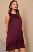 Satin Lace Hem Sleeveless Mini Dress