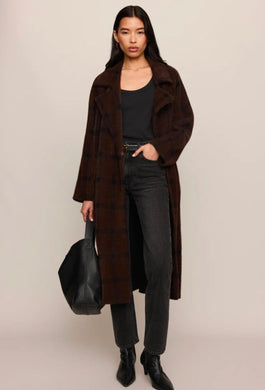 Crosby Plaid Cocoon Coat Dark Chocolate