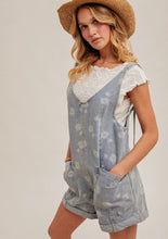 Flower Motif Denim Shortall