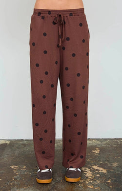 Polka Dot Textured Drawstring Wide Leg Pants