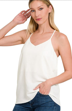 Woven Airflow Adjustable Strap V-neck Cami Top