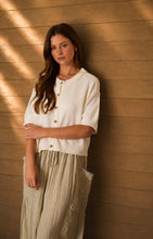 Raw Edge Detail Short Sleeve Knit Cardigan