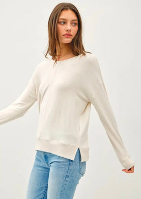 BUTTERY HACCI BRUSHED PULLOVER KNIT TOP