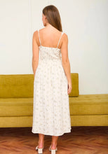 Floral Clip Dot Front Tie Corset Detail Midi Dress