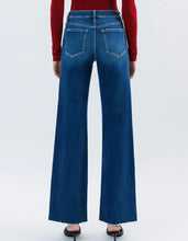 High Rise Raw Hem Tinted Slim Wide Jeans