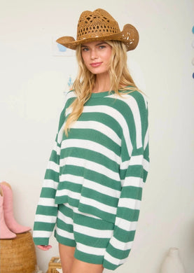 Stripe Long Sleeve Cozy Knit Top