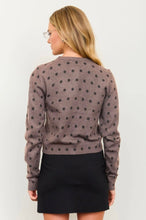 Polka Dot Round Neck Button Down Cardigan