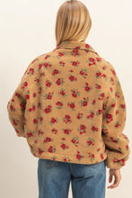 Floral Print Sherpa Zip Up Jacket