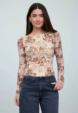 Floral Leopard Print Long Sleeve Knit Top