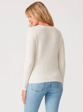 Waffle Knit Crew Neck Front Knot Pullover Sweater