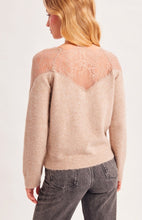 EYELASH LACE TRIMMED KNIT PULLOVER