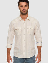 HUEYTOWN LS TEXTURED STRIPE WESTERN SHIRT