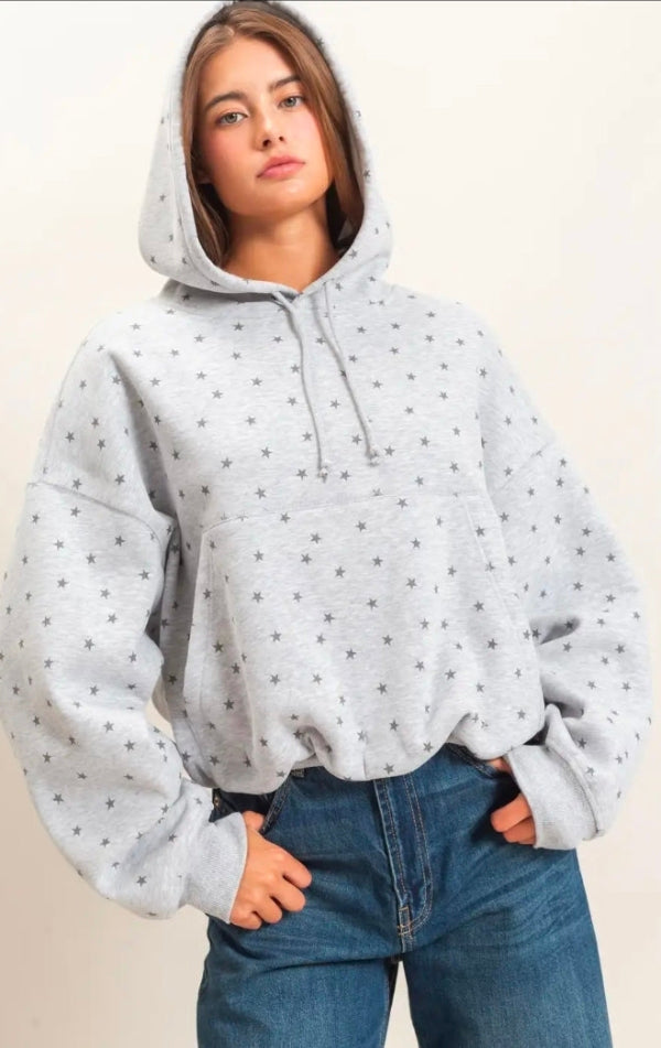 Star Print Bubble Hoodie