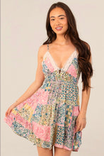 V Neck Lace Trim Open Tie Back Sundress