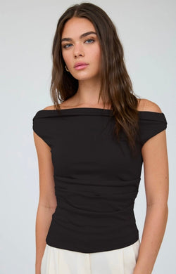 Off the Shoulder Ruched Detail Knit Top