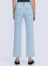 SUPER HIGH RISE LIGHT WASH TAPERED LEG JEANS