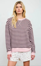 Stripe V Stitch Detail Long Sleeve Knit Top
