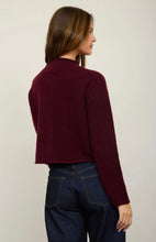 Raw Edge Mock Neck Button Down Cardigan