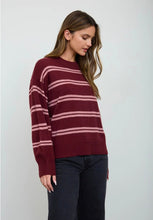 Stripe Drop Sleeve Crew Neck Knit Pullover