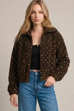 HEART FLEECE ZIP UP JACKET