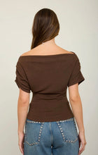 One-Shoulder Ruched Short Sleeve Knit Top