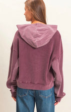Acid Wash Waffle Knit Zip-Up Hoodie