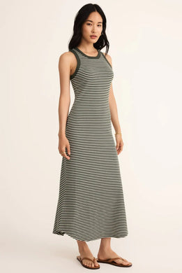 Goodwin Stripe Midi Dress Dark Agave