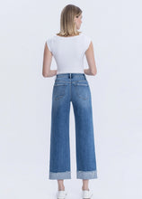 HIGH RISE RAW CUFFED HEM SLIM WIDE JEANS