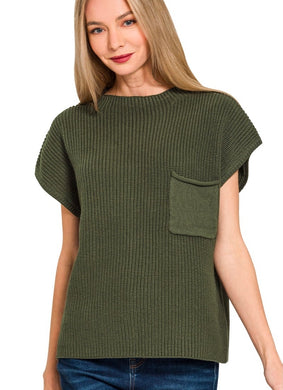 Mock Neck Short Sleeve Sweater