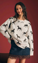 Horse Jacquard Raw Edge Sweater