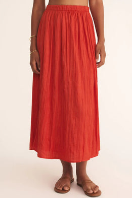 Nicoline Crinkle Midi Skirt Cabana Red