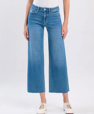 High Rise Clean Cut Raw Hem Crop Slim Wide