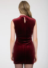 VELVET MOCK NECK SLEEVELESS MINI DRESS