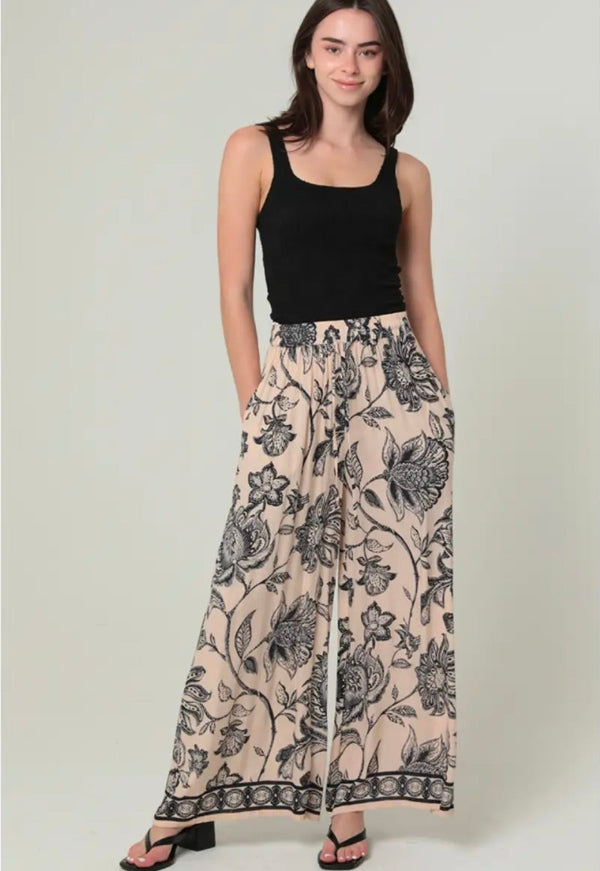 Printed Wide Leg Pants