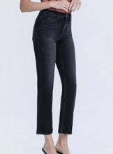 MID RISE BLACK ANKLE STRAIGHT JEANS