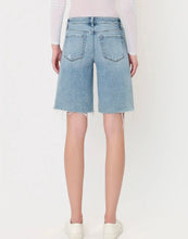 Mid Rise Raw Hem Light Wash Denim Jorts