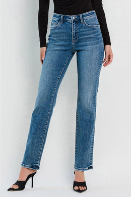 High Rise Medium Wash Straight Jeans