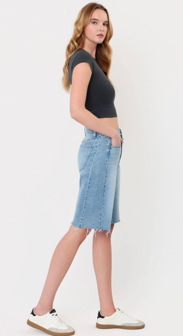 SUPER HIGH RISE SIDE SEAM DENIM JORTS