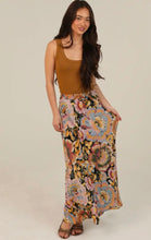 Floral Print Bias Cut Maxi Skirt with Elastic Wai
