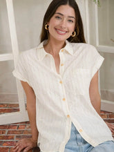 Stripe Extended Shoulder Collared Shirt