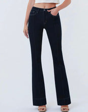 High Rise Pin Tuck Trouser Hem Bootcut Jeans