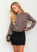 Polka Dot Round Neck Button Down Cardigan