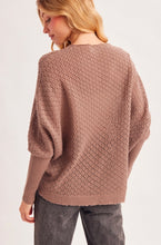 Open Knit Dolman Sleeved V-Neck Knit Sweater