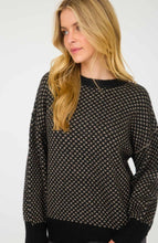 Mini Jacquard Crew Neck Long Sleeve Knit Sweater
