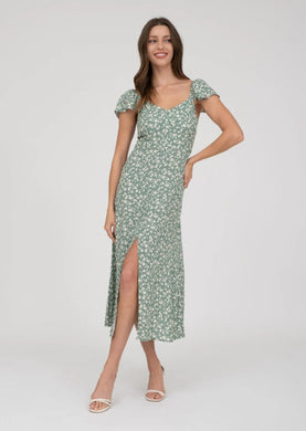 Floral Front Slit Midi Dress