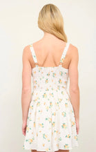 FLORAL KEYHOLE DETAIL SHIRRED MINI DRESS