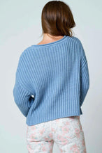 Roll-Up Raw Edge Detail Long Sleeve Knit Sweater