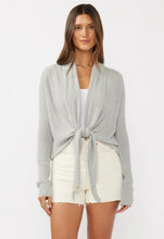Waffle Knit Long Sleeve Tie Front Cardigan