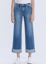 HIGH RISE RAW CUFFED HEM SLIM WIDE JEANS