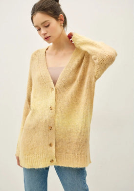 Tonal Gradient Oversized Wool Cardigan
